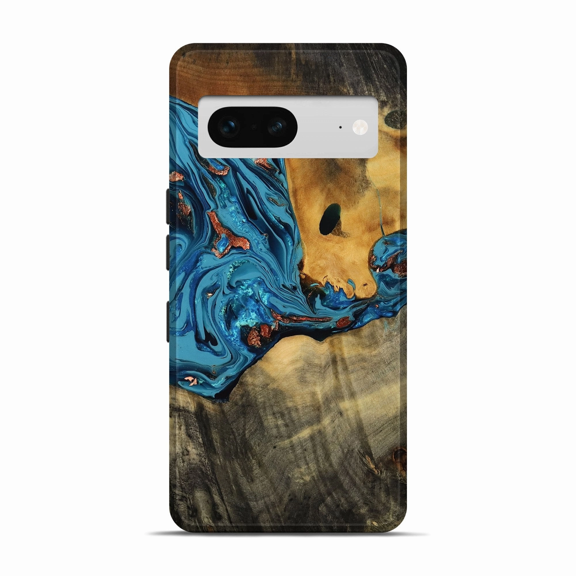 Pixel 7 Wood Live Edge Phone Case - Debby (Teal & Gold, 773968) Protective Layer