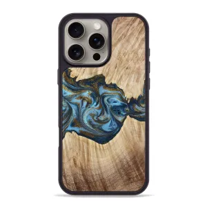 Iphone 16 Pro Max Wood Phone Case - Minerva (Teal & Gold, 780173) Tempered Screen Protector Edge Protection