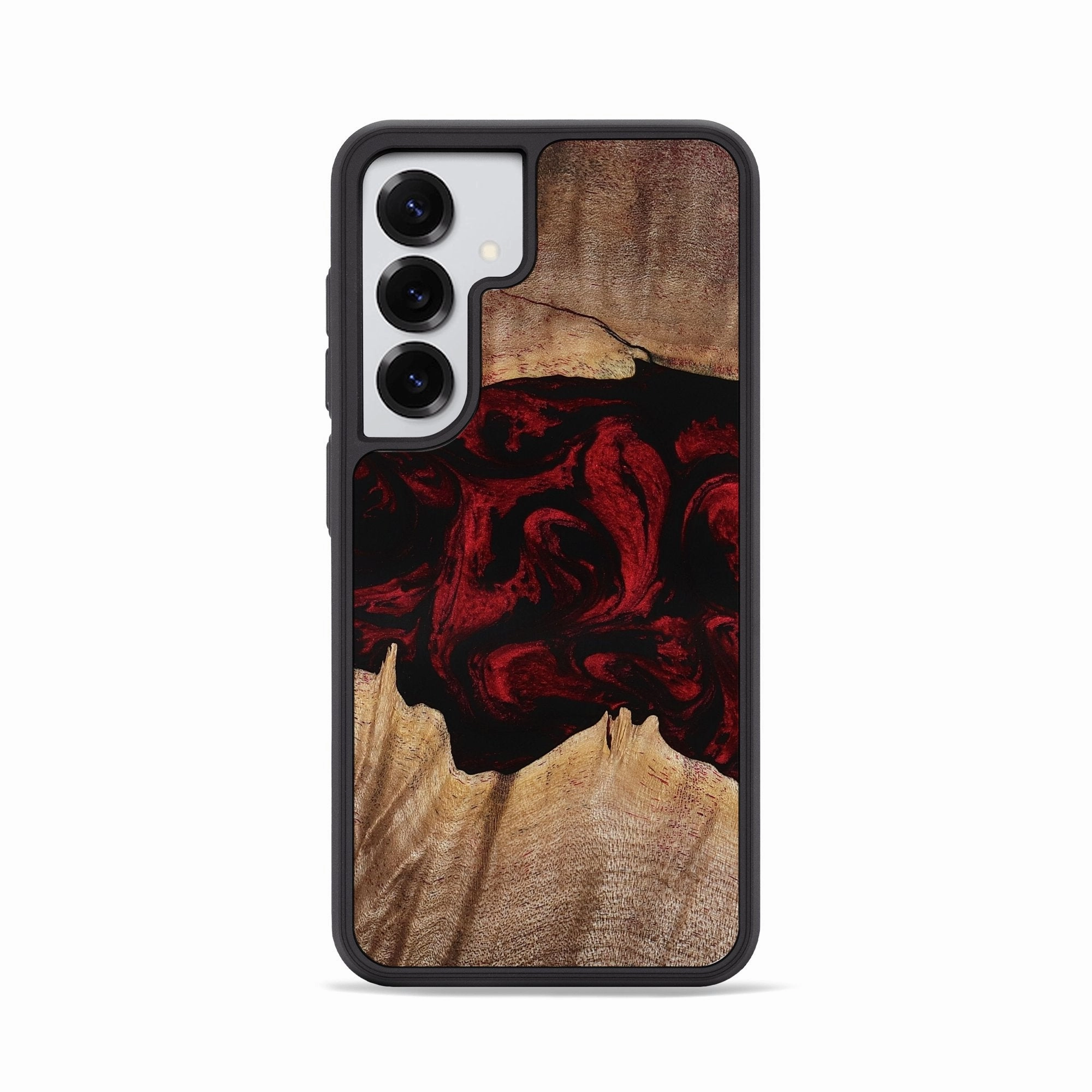 Galaxy S25 Wood Phone Case - Deron (Red, 770081) Case Friendly Glass Anti Finger Mark Film