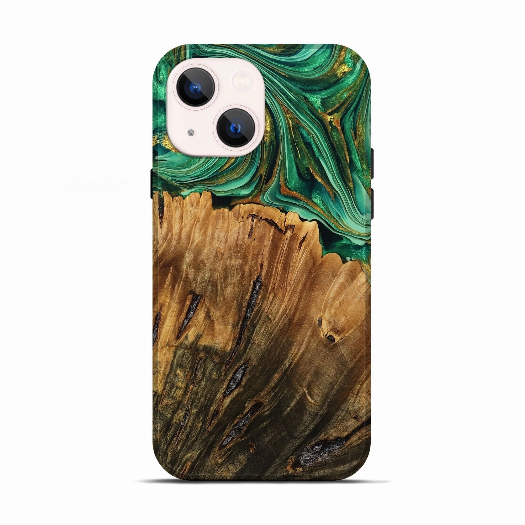 Iphone 13 Wood Live Edge Phone Case - Rodger (Green, 775027) Scratch Protection Anti Fingerprint Film