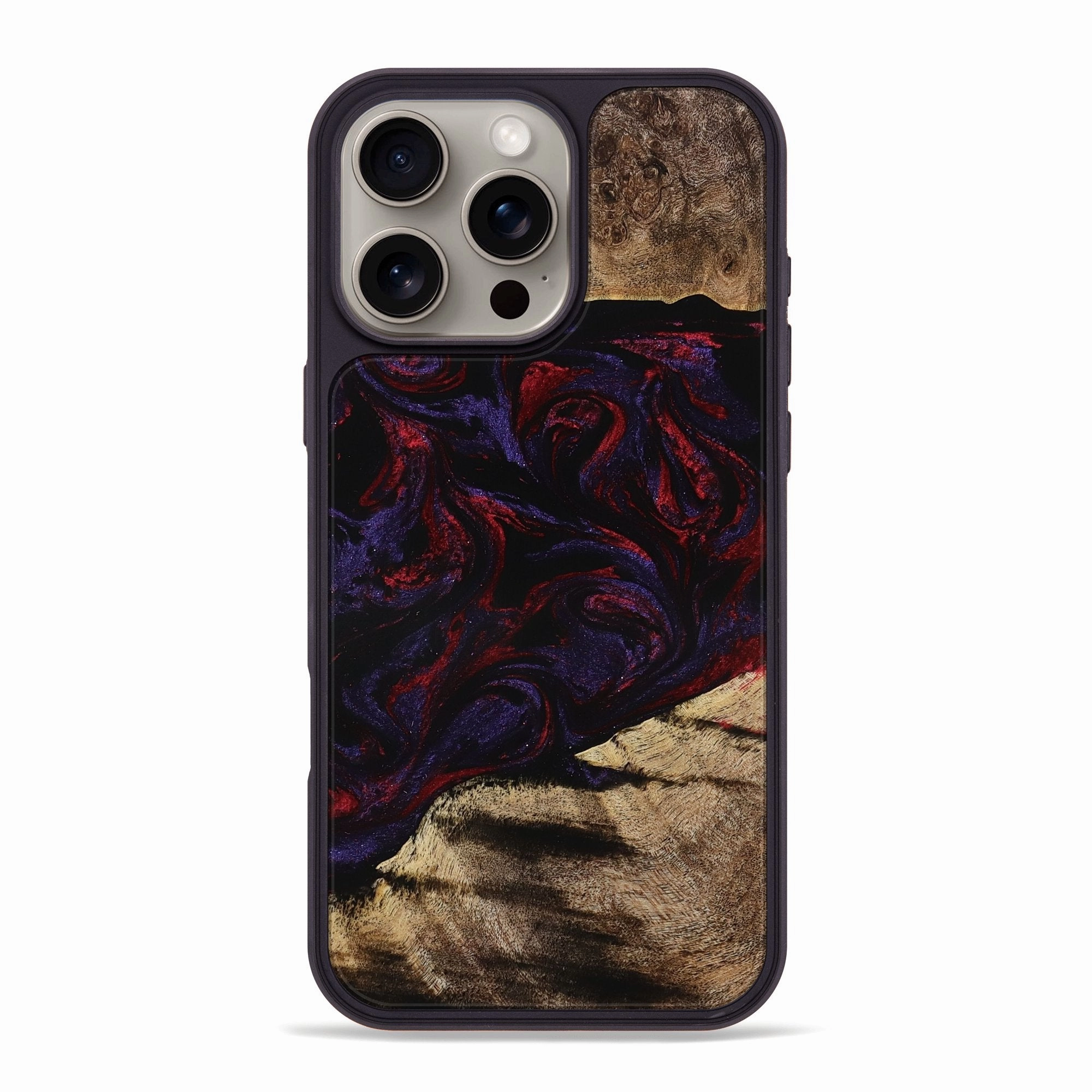 Iphone 16 Pro Max Wood Phone Case - Lettie (Red, 771188) Anti Finger Grease Anti Shock Screen