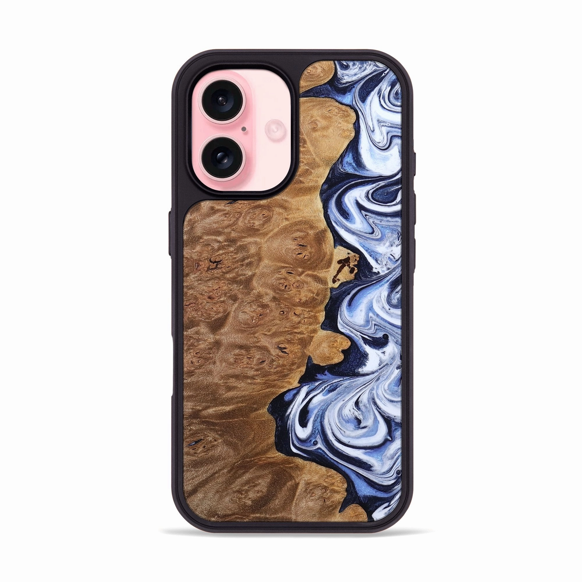 Iphone 16 Wood Phone Case - Alani (Blue, 770604) Raised Edges