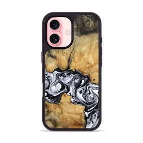 Privacy Screen Anti Scratch Coating Iphone 16 Wood Phone Case - Vicky (Black & White, 770076)