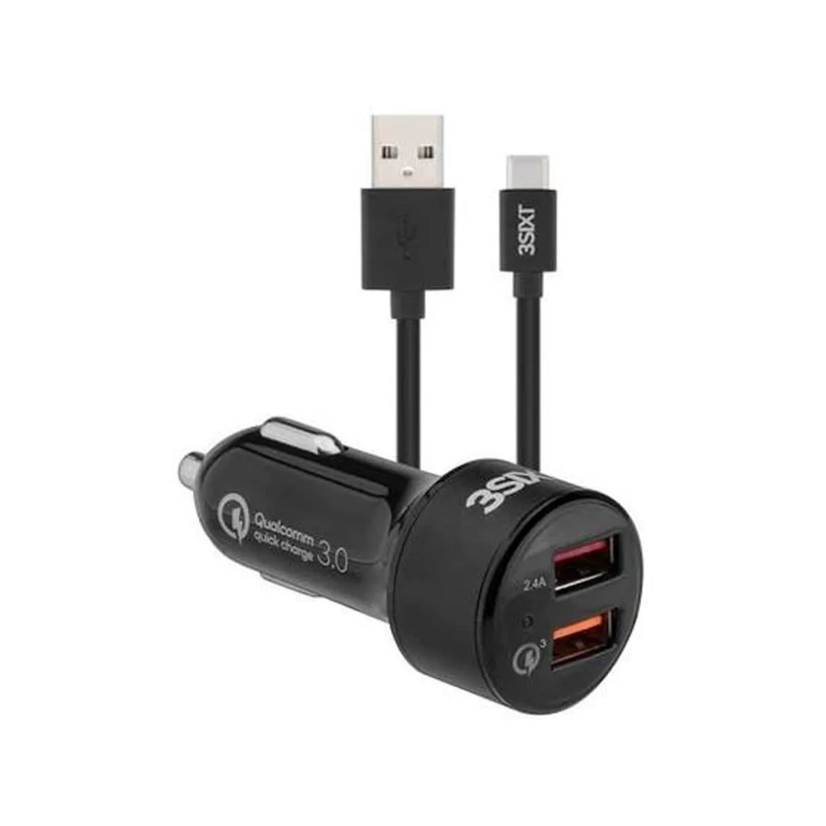 3Sixt Car Charger 5.4A   Usb-A To Usb-C Cable 1M Compact Charger