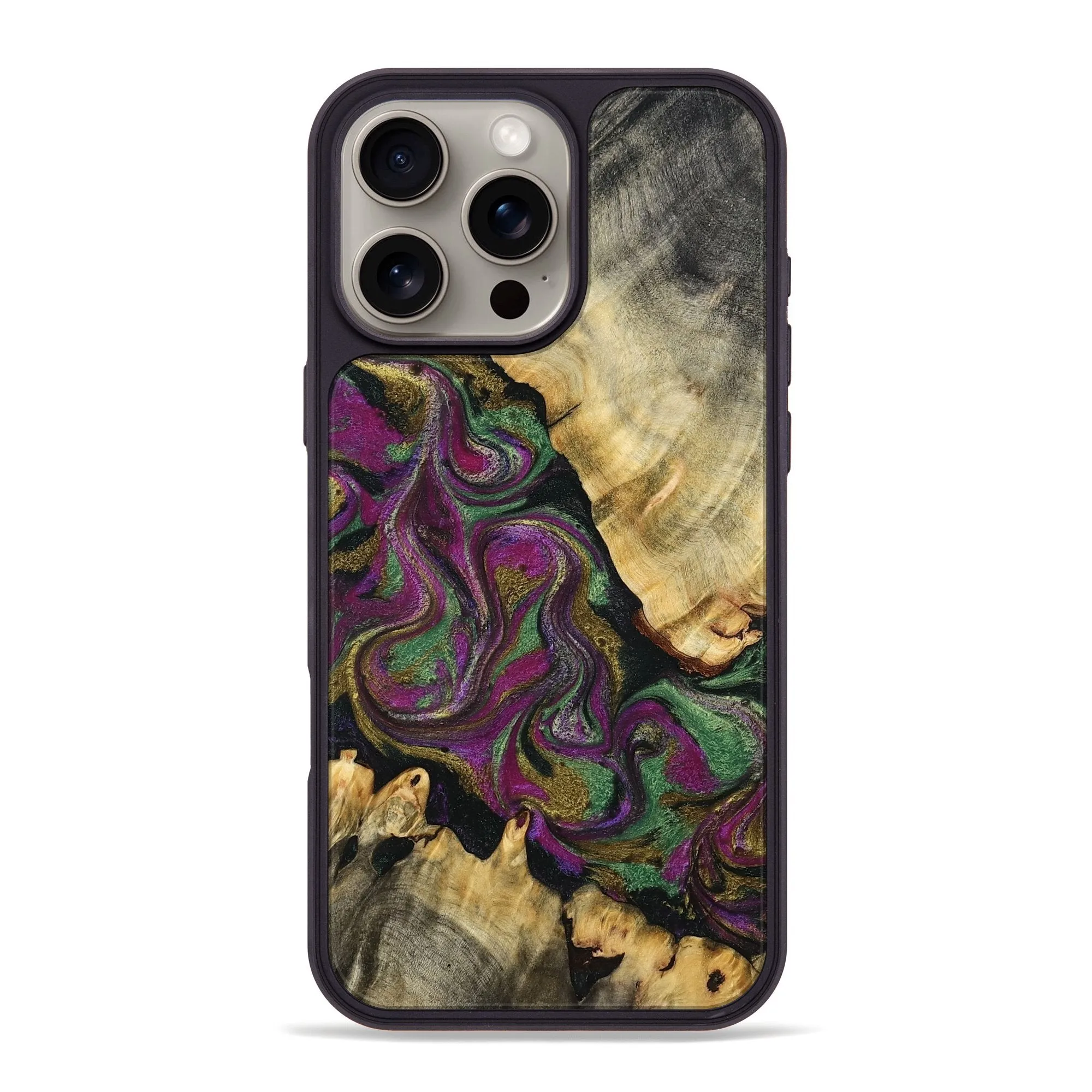 HD Clarity Ultra Thin Iphone 16 Pro Max Wood Phone Case - Kairo (Green, 777008)