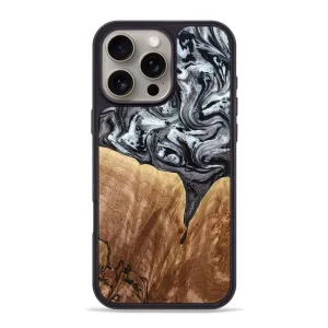 Iphone 16 Pro Max Wood Phone Case - Rubin (Black & White, 775656) Fingerprint Repellent Bubble Resistant Film