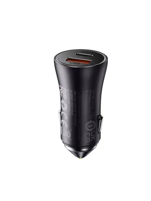 Baseus Golden Contactor Max Fast Car Charger Usb   Usb Type C 60 W Quick Charge Dark Grey (Cgjm000113) Multi Port Charger Convenient Charging