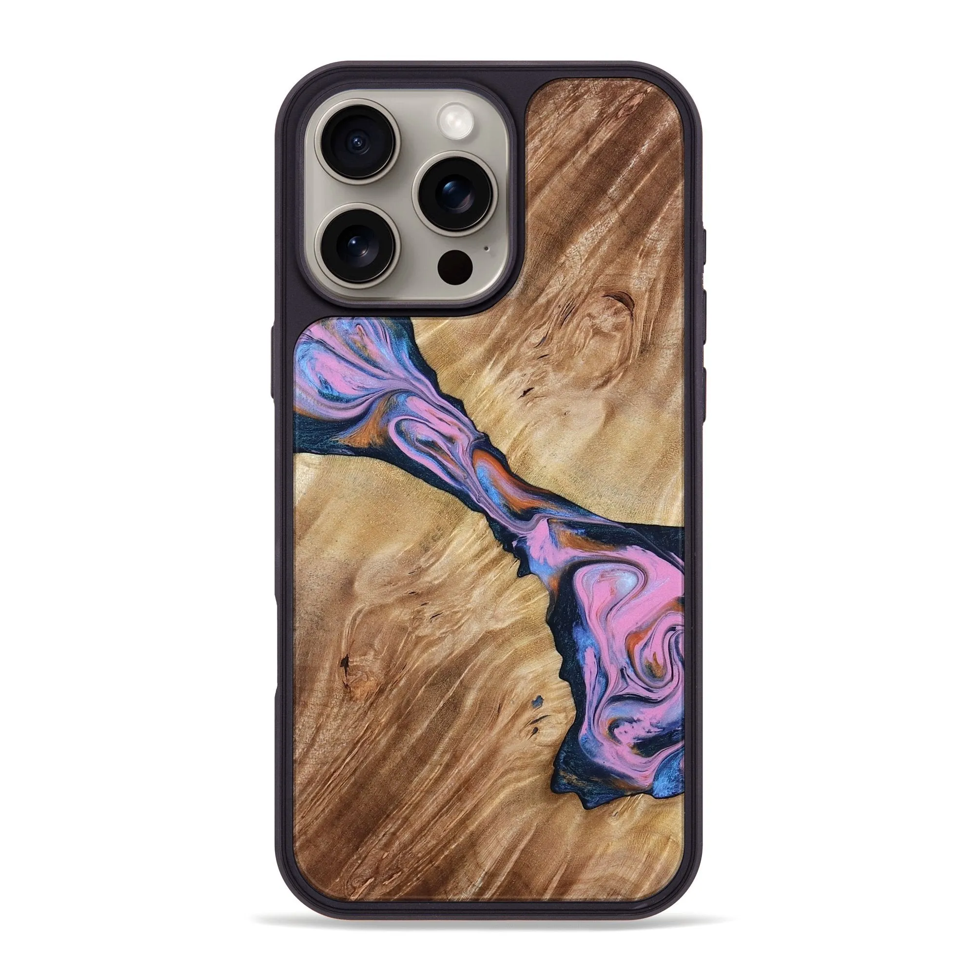 Iphone 16 Pro Max Wood Phone Case - Lavinia (Blue, 780890) Anti Finger Streak Easy Apply