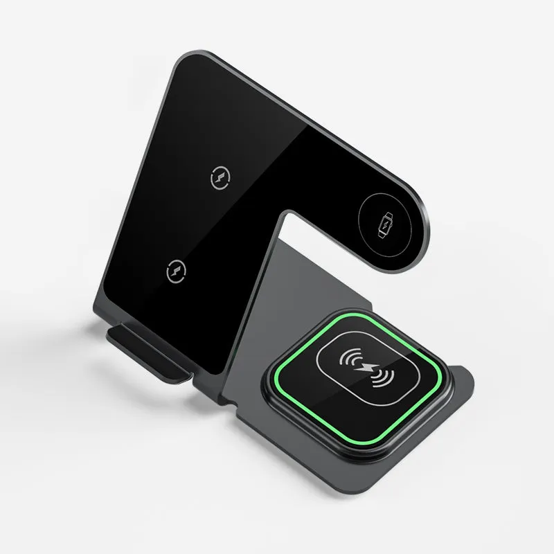 Overcurrent Protection 3 In 1 Wireless Charging Station (Black) 15W Aluminum Alloy