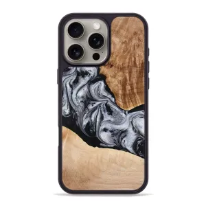 Iphone 16 Pro Max Wood Phone Case - Elia (Black & White, 775649) Reinforced Corners Edge to Edge Protection