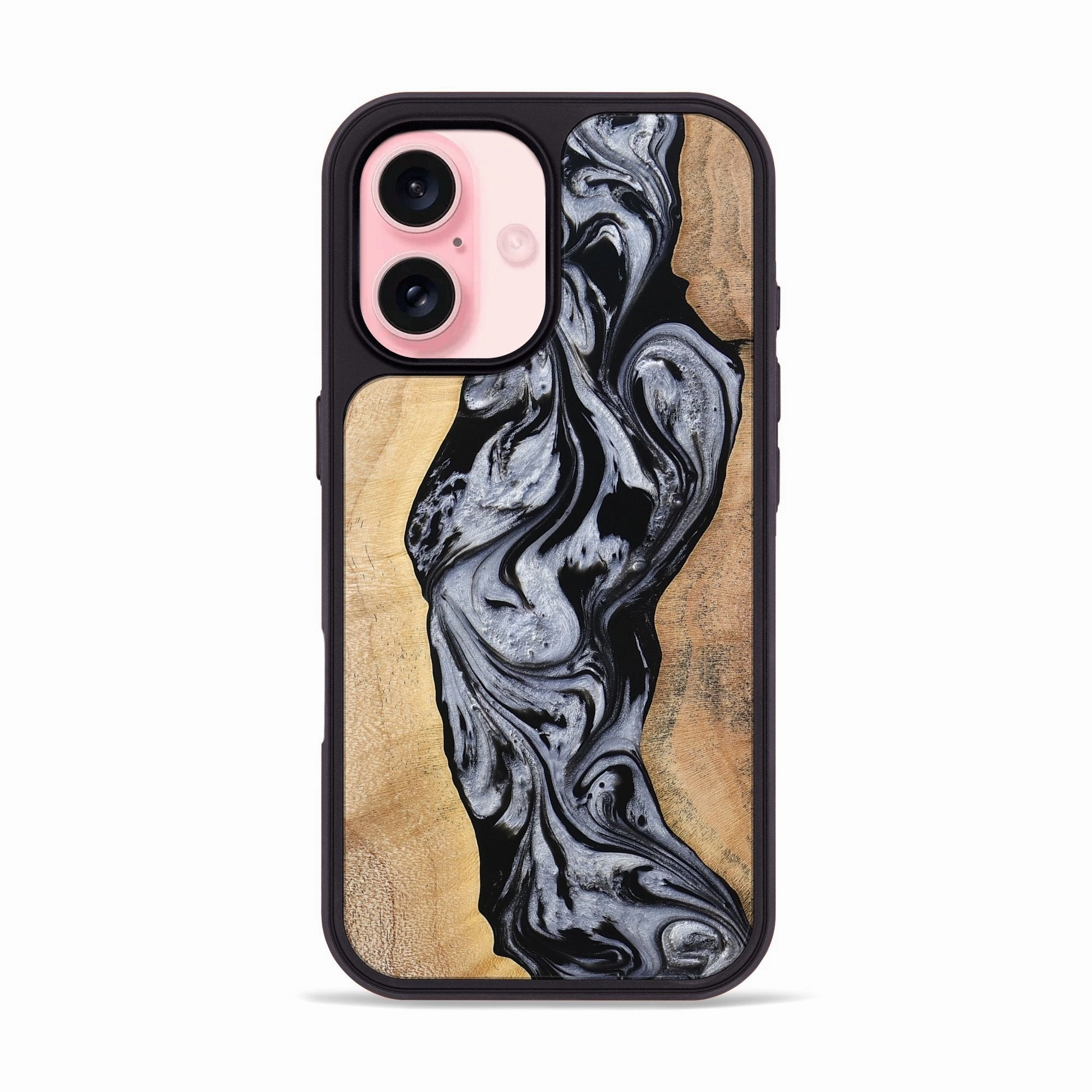 Bubble Free Screen Iphone 16 Wood Phone Case - Tucker (Black & White, 777572)