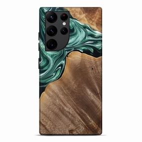 Anti Scratch Coating Galaxy S22 Ultra Wood Live Edge Phone Case - Rico (Green, 776433)