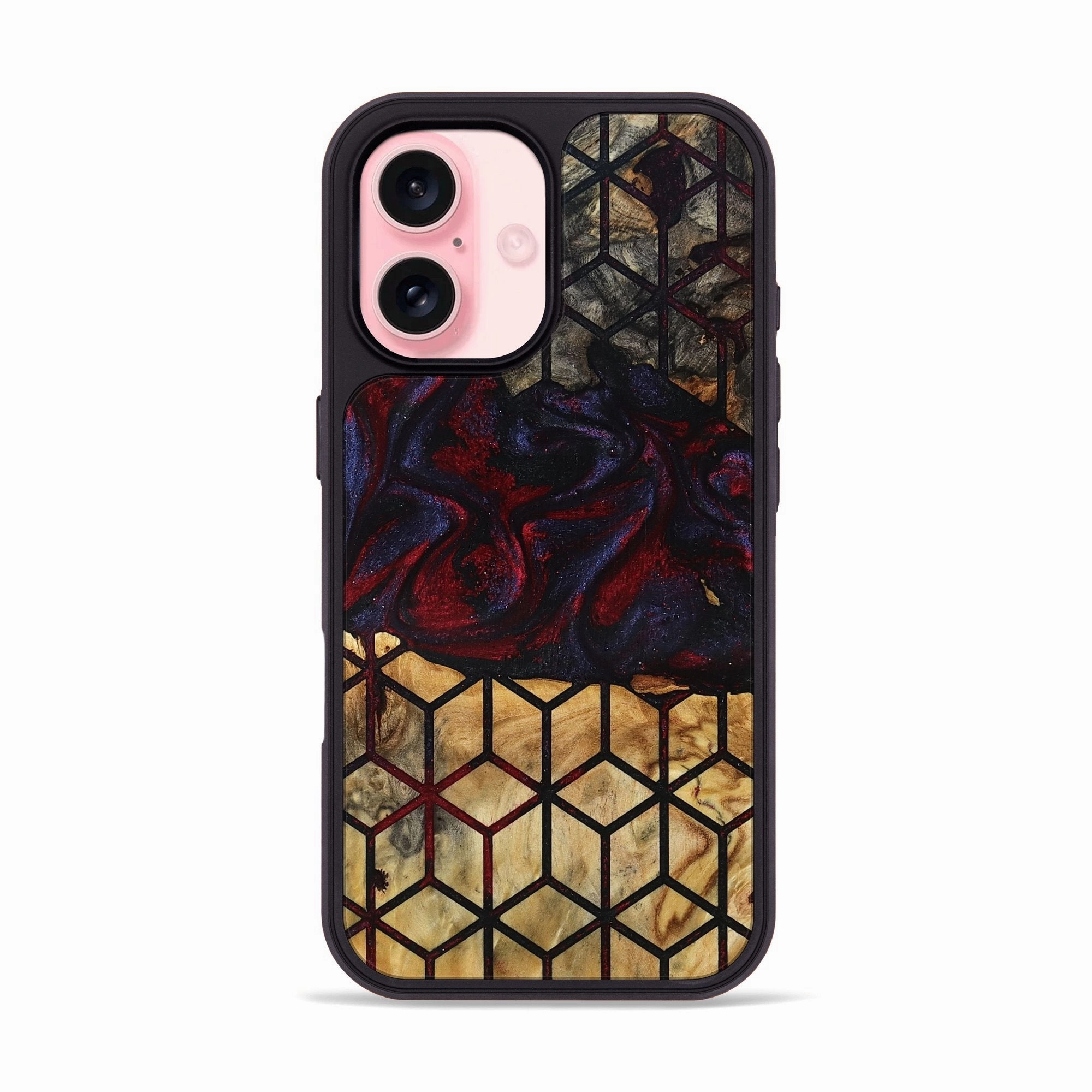 Iphone 16 Wood Phone Case - Mallie (Pattern, 780841) Shock Absorption