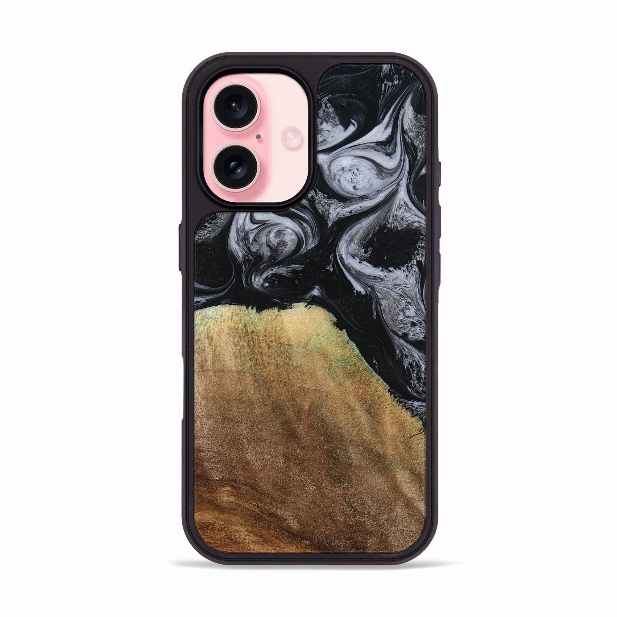 Anti Glare Iphone 16 Wood Phone Case - Merritt (Black & White, 777996)