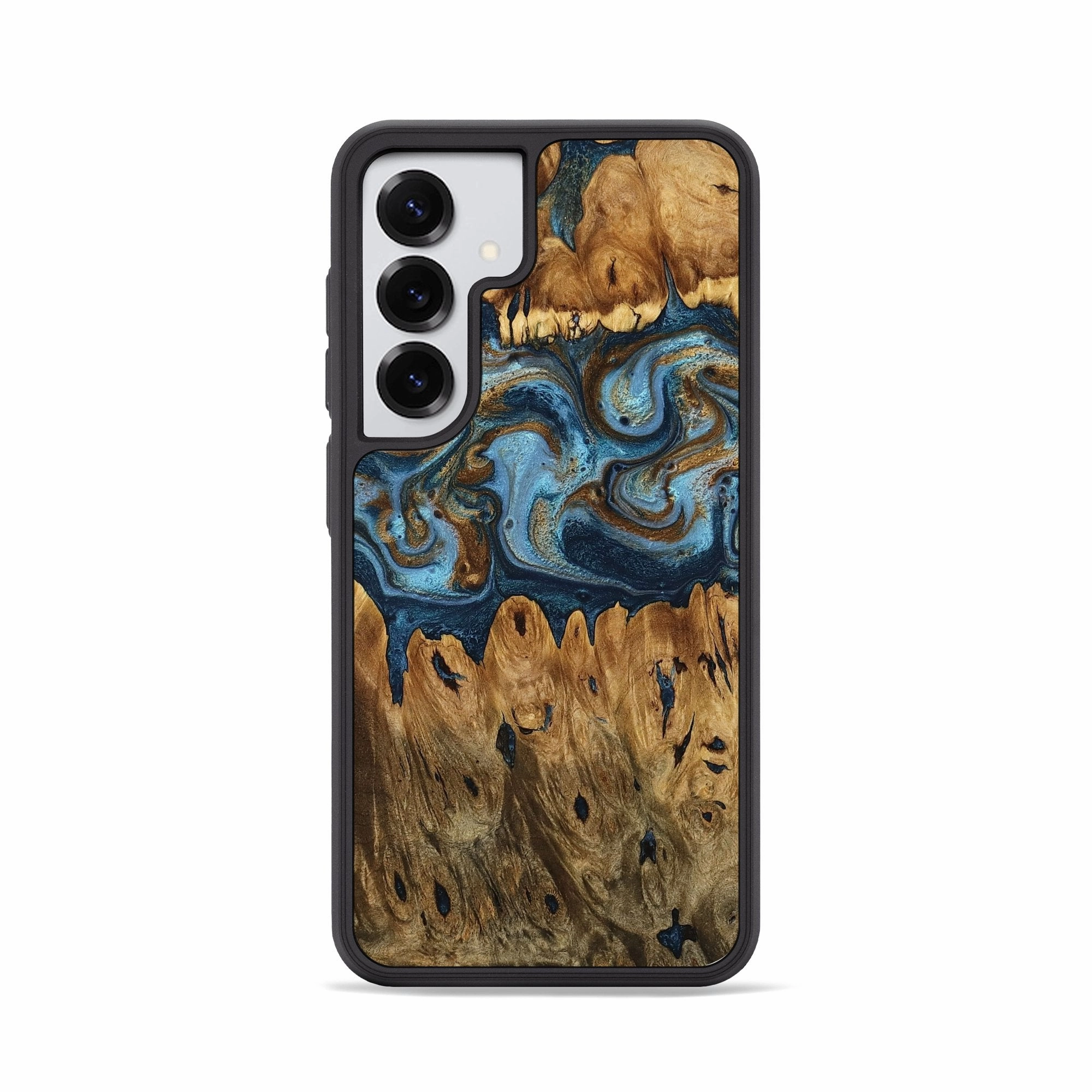Galaxy S25 Wood Phone Case - Kylen (Teal & Gold, 771184) Protective Layer