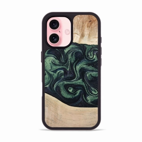 Smooth Surface Iphone 16 Wood Phone Case - Kannon (Green, 776661)