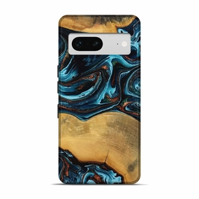 Pixel 7 Wood Live Edge Phone Case - Candace (Teal & Gold, 770766) Smooth Surface