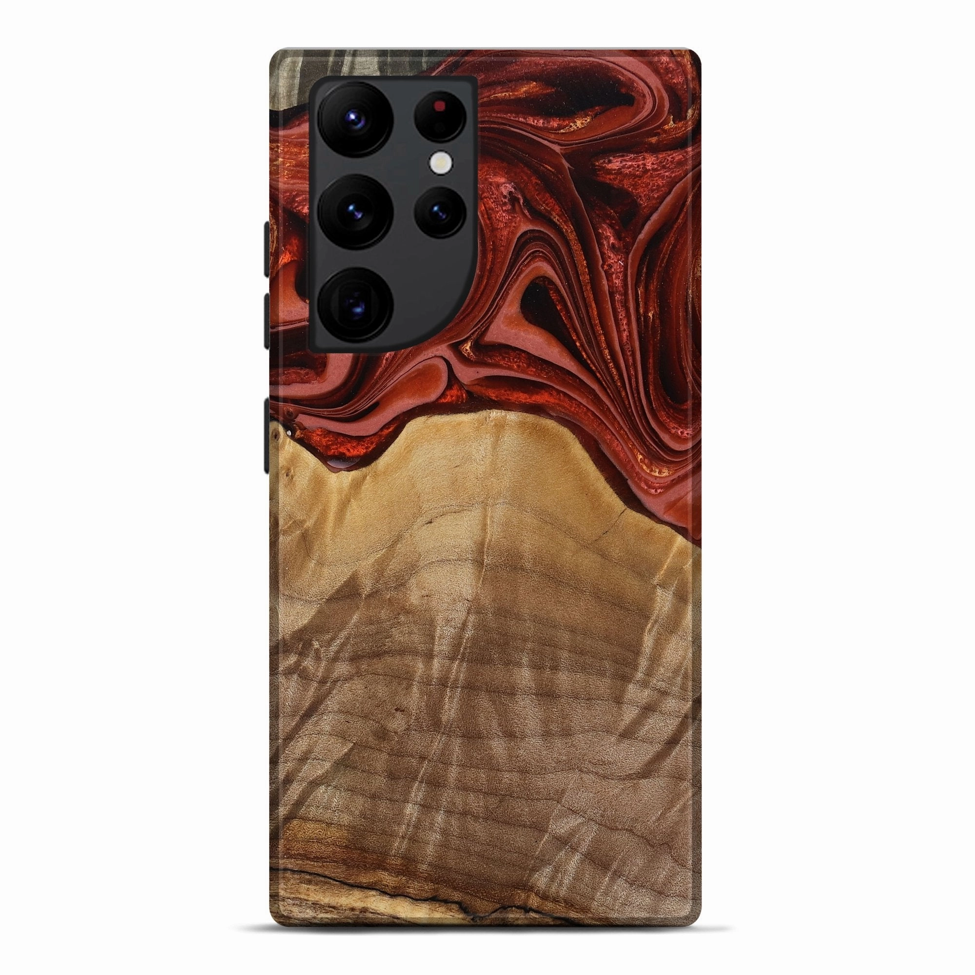 Anti Glare Anti Fog Galaxy S22 Ultra Wood Live Edge Phone Case - Ozzy (Red, 778097)