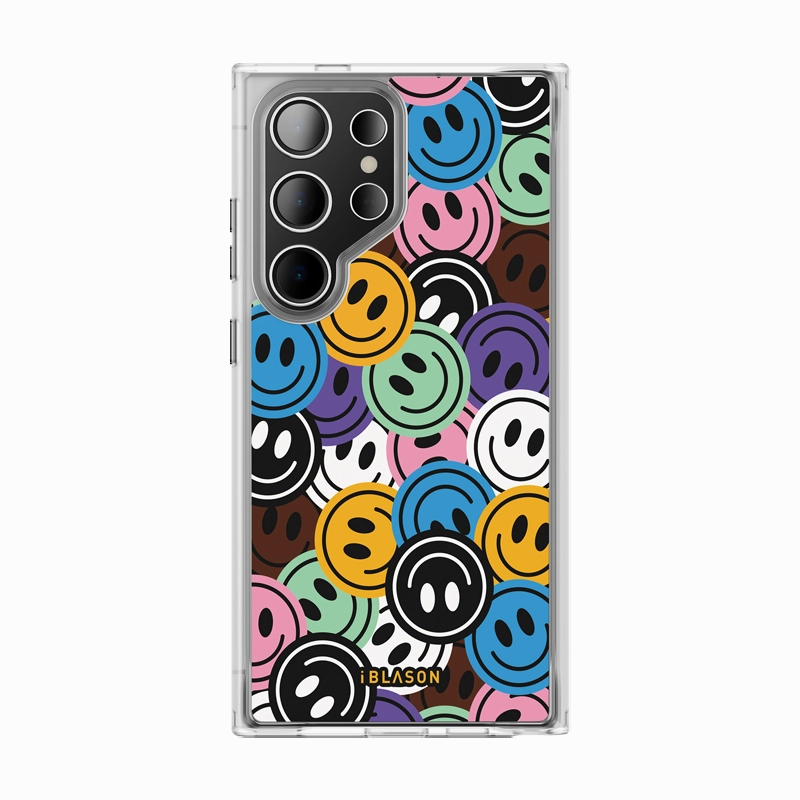 HD Clarity Easy Apply Galaxy S23 Ultra Halo Magsafe Cute Phone Case - Rainbow Smiles