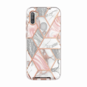 Scratch Resistant Coating Scratch Proof Glass Galaxy A11 Cosmo Case - Marble Pink
