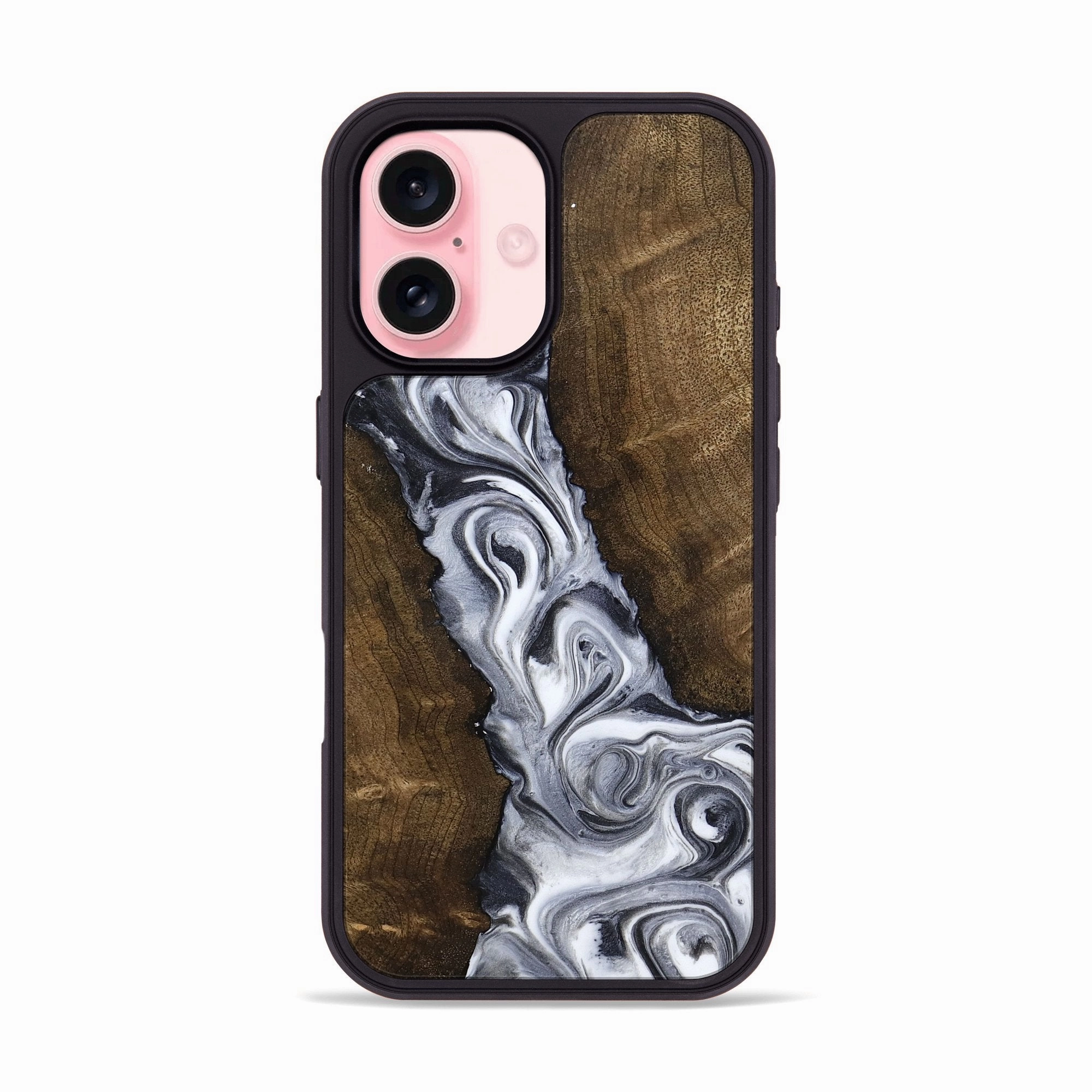 Iphone 16 Wood Phone Case - Dara (Black & White, 781356) Shatterproof Glass Tempered Glass