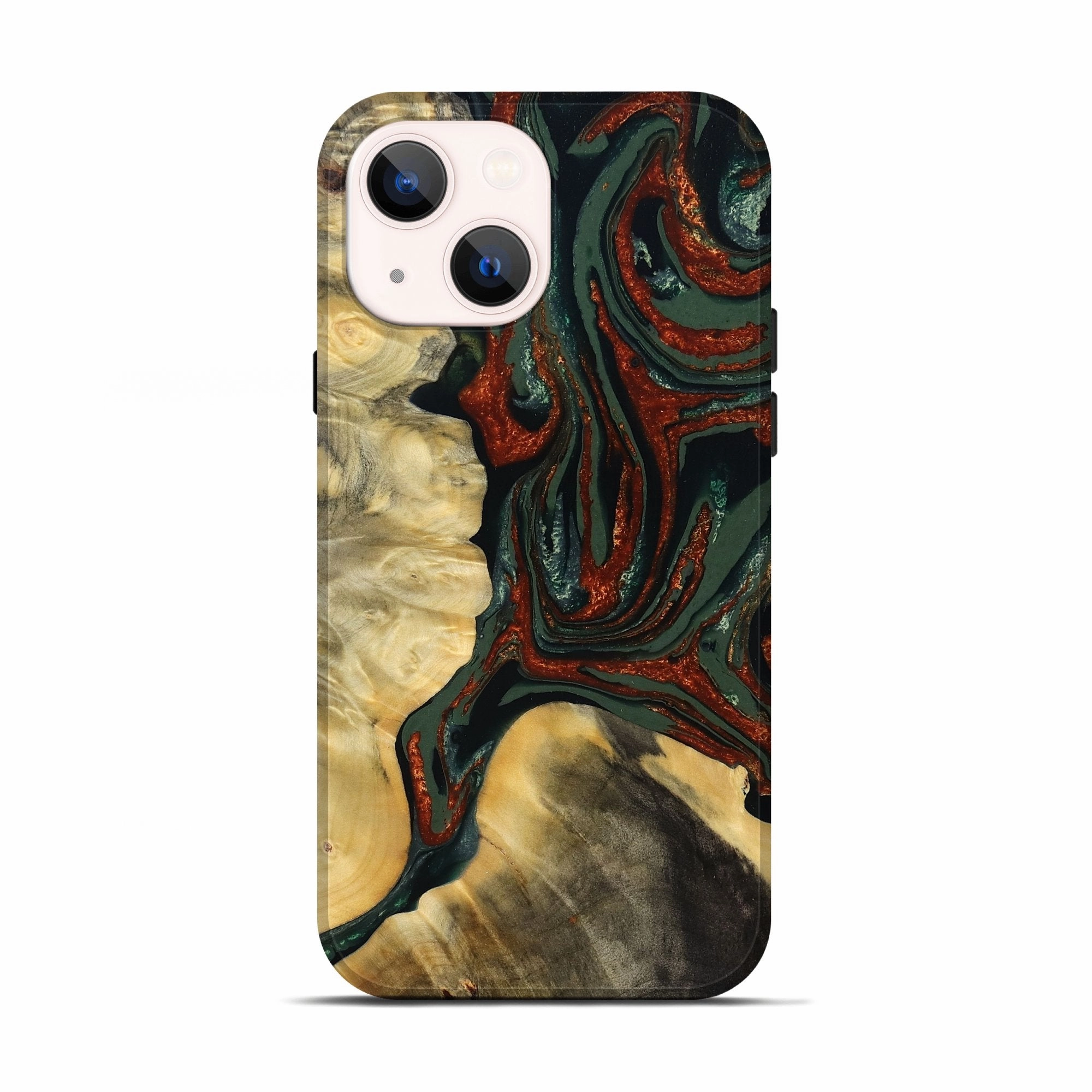 Iphone 13 Wood Live Edge Phone Case - Reuben (Green, 781028) Ultra Clear