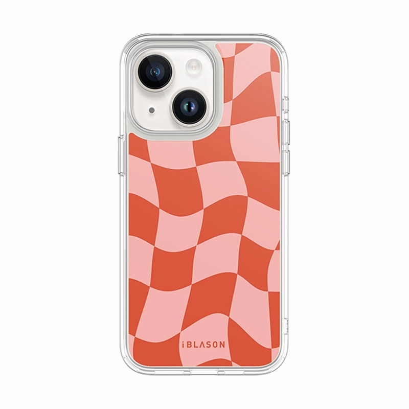 Anti Static Film Iphone 14 Plus Halo Magsafe Cute Phone Case -Pink Retro Checkers