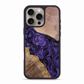 Iphone 16 Pro Max Wood Phone Case - Vernon (Purple, 768652) Anti Spy Film Oleophobic Coating