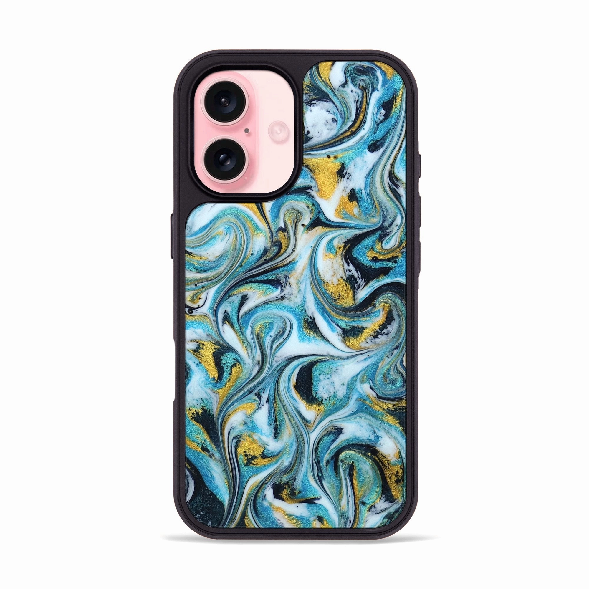 Iphone 16 Resinart Phone Case - Don (Teal & Gold, 781668) Anti Finger Stain