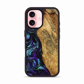 Iphone 16 Wood Phone Case - Erick (Purple, 768595) Anti Yellowing Screen