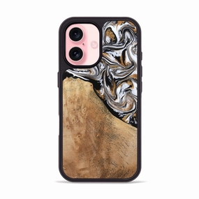 Iphone 16 Wood Phone Case - Tennie (Black & White, 778320) Anti Finger Grease Film