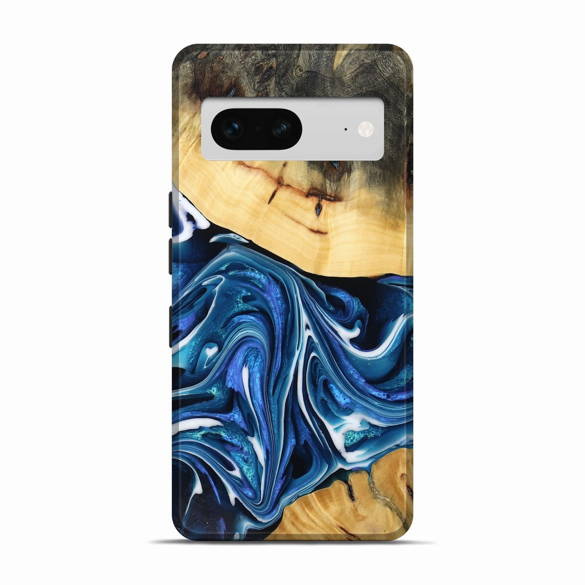 Pixel 7 Wood Live Edge Phone Case - Anjali (Blue, 777363) Anti Shock Film