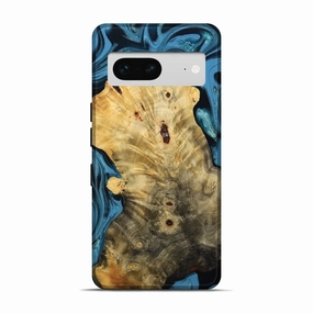 Pixel 7 Wood Live Edge Phone Case - Aryana (Blue, 781430) Fingerprint Resistant