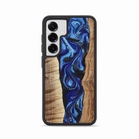 Anti Spy Film Scratch Proof Glass Galaxy S25 Wood Phone Case - Eliza (Blue, 778599)