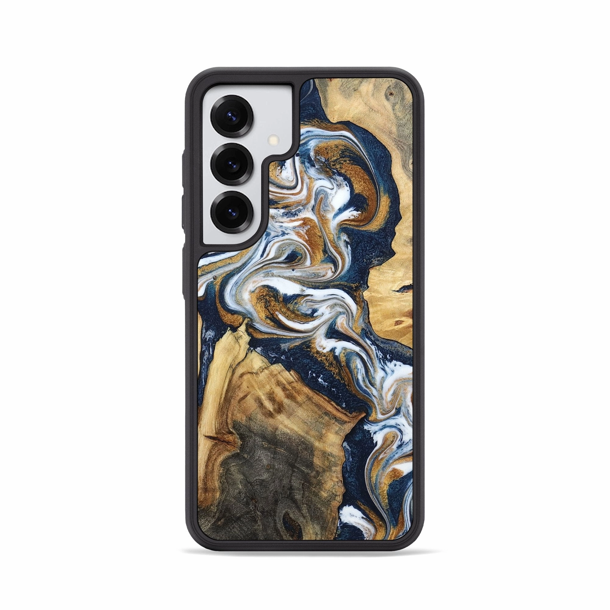 Anti Yellowing Screen Galaxy S25 Wood Phone Case - Norma (Teal & Gold, 781667)
