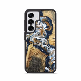 Anti Yellowing Screen Galaxy S25 Wood Phone Case - Norma (Teal & Gold, 781667)