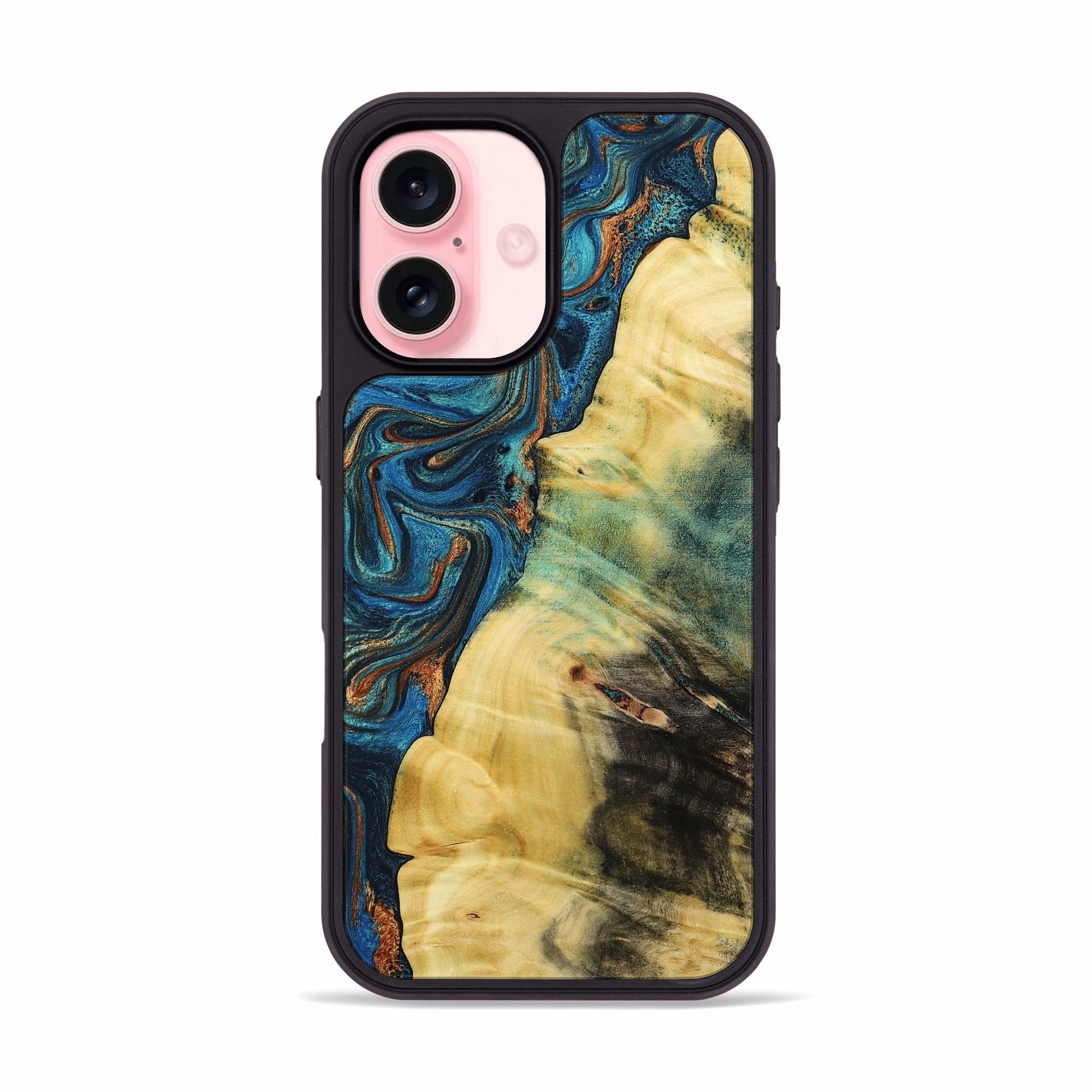 Anti Spy Iphone 16 Wood Phone Case - Eugenia (Teal & Gold, 772566)
