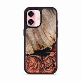 Smooth Touch Anti Finger Oil Coating Iphone 16 Wood Phone Case - Shanda (Red, 780745)