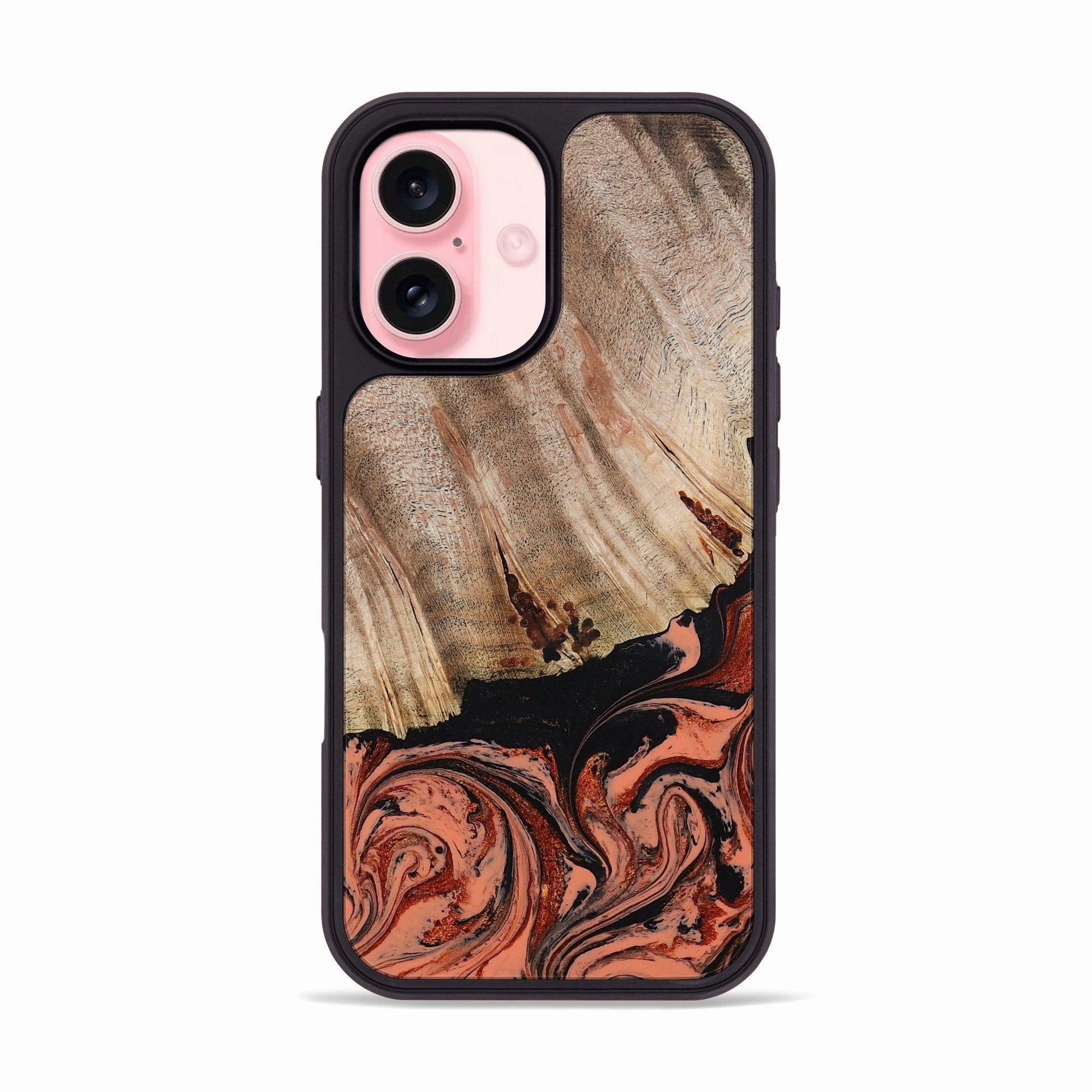 Smooth Touch Anti Finger Oil Coating Iphone 16 Wood Phone Case - Shanda (Red, 780745)