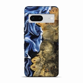 Pixel 7 Wood Live Edge Phone Case - Hellen (Blue, 781467) Fingerprint Free