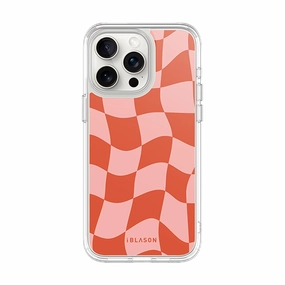 Anti Finger Stain Iphone 15 Pro Halo Magsafe Cute Phone Case - Pink Retro Checkers