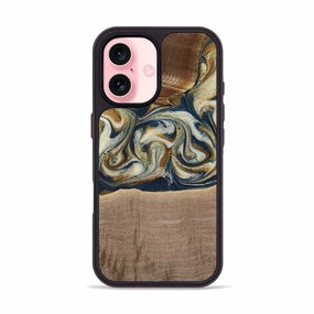 Crystal Clear Screen Iphone 16 Wood Phone Case - Jerry (Teal & Gold, 771617)