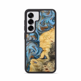 Screen Guard Anti Scratch Coating Galaxy S25 Wood Phone Case - Bowen (Teal & Gold, 781544)