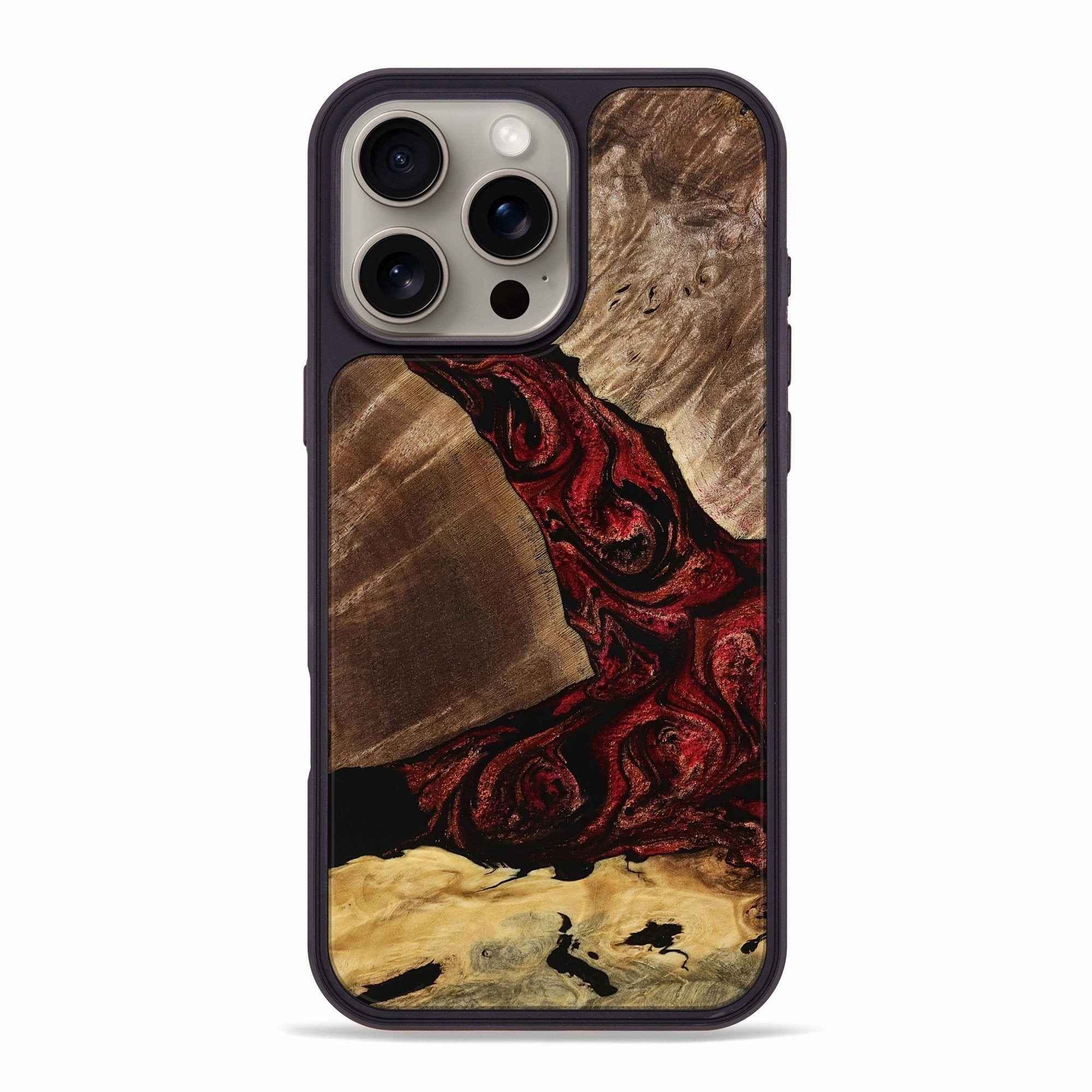 Drop Resistant Impact Resistant Iphone 16 Pro Max Wood Phone Case - Anissa (Red, 770167)