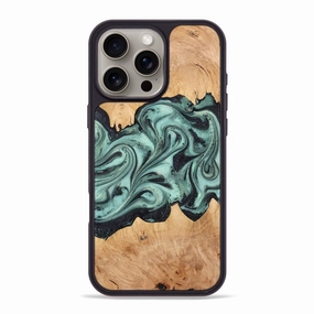 Iphone 16 Pro Max Wood Phone Case - Krystal (Green, 774727) Anti Yellowing Film Reinforced Corners