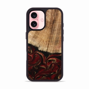 Iphone 16 Wood Phone Case - Lloyd (Red, 778285) Slim Screen Protector Anti Shock Film