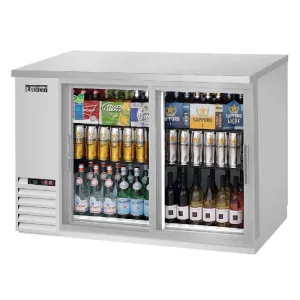 Everest - EBB48G-SD-SS, Commercial 49" Back Bar Refrigerator Cooler Two Section 13 cu. ft.