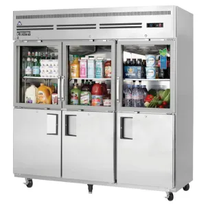 Everest - EGSH6, Commercial 74" 3 Glass 3 Solid Door Reach-In Refrigerator 71 cu.ft.