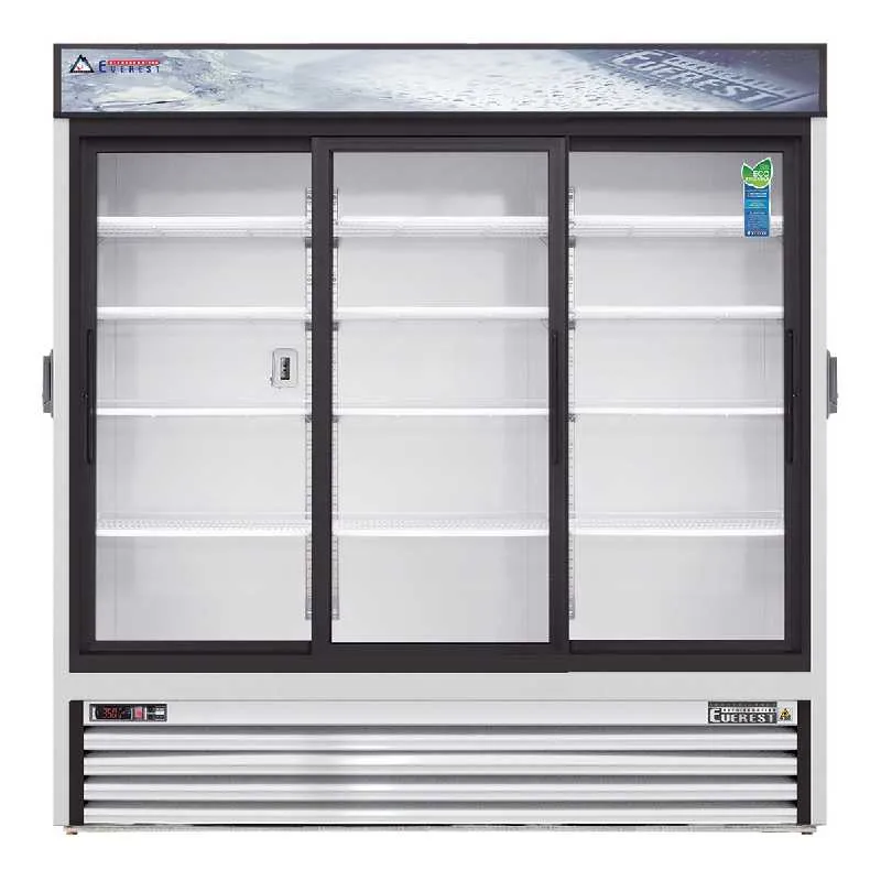 Everest - EMGR69C, Commercial 72" 3 Sliding Glass Door Chromatography Merchandiser Refrigerator 69 cu. ft.
