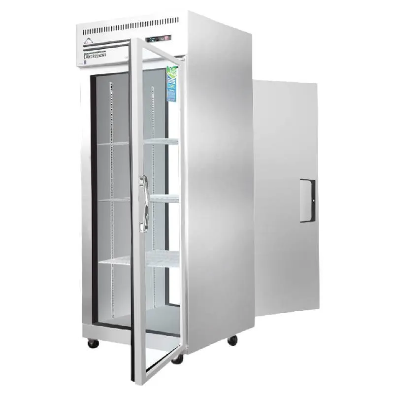 Everest - ESPT-1G-1S, Commercial 29" Reach-In 1 Glass 1 Solid Door Pass Thru Refrigerator 23 cu.ft.
